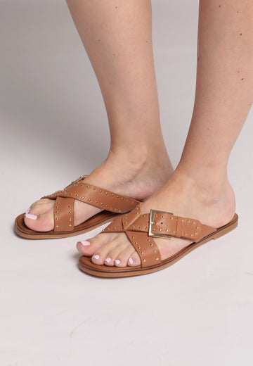 Open Tip Leather Sandals