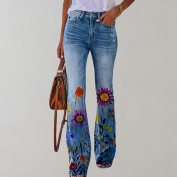 Viola - Jeans con stampa floreale