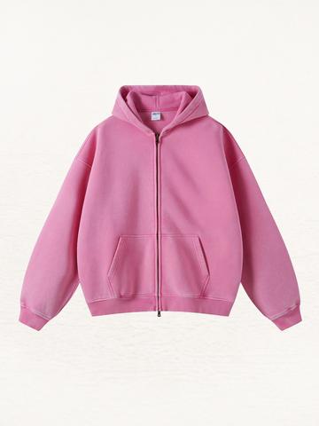 Distressed Double Slider Zip Hoodie