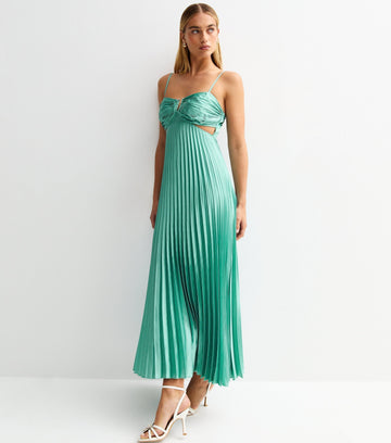 Robe Midi Plissée Bleu