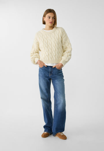 CROPPED CABLE - Maglione - mottled beige
