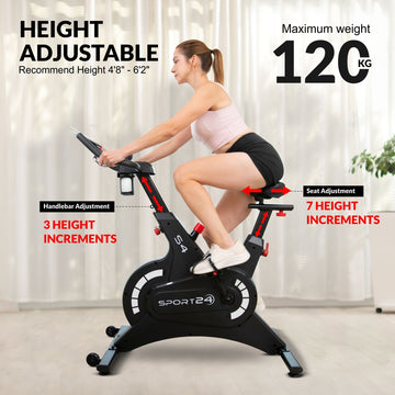 Sport24 Exercise Bike | Upright Spin, LCD, App, 8kg Flywheel
